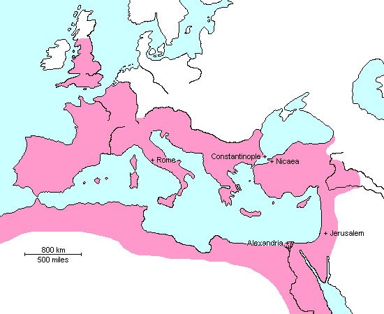 map of Roman Empire at the time of Constantine