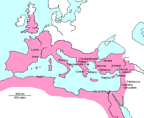 map of the early church in the Roman Empire